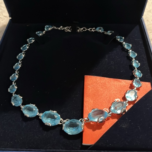 Swarovski Authentic Aquamarine Crystal Oval Chocker necklace NWOT, never worn - Picture 3 of 6